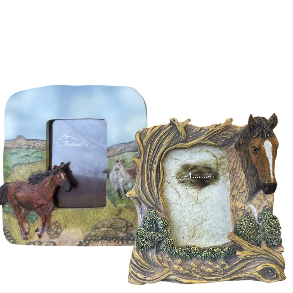 3/$25🎞️Small Resin Equestrian Horse Picture Frame Duo